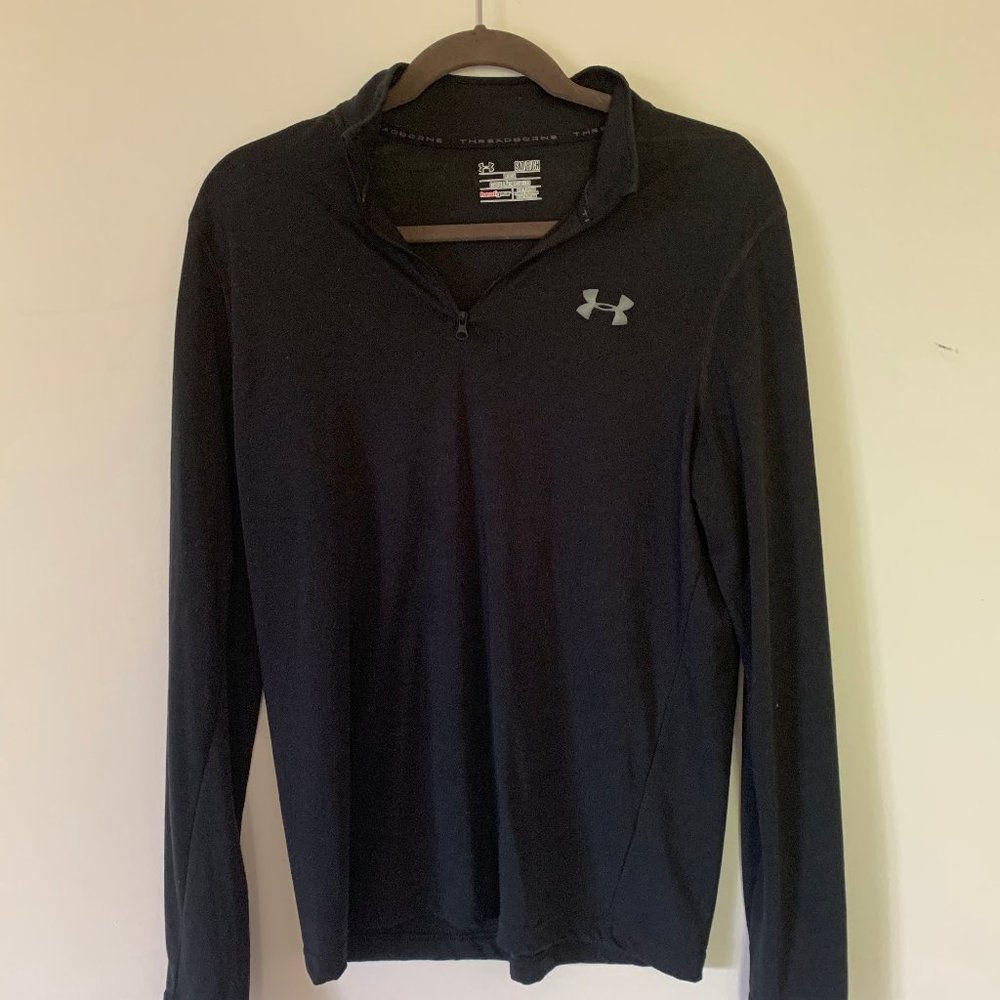 Black Thin Under Armour 1/4 Zip, Small